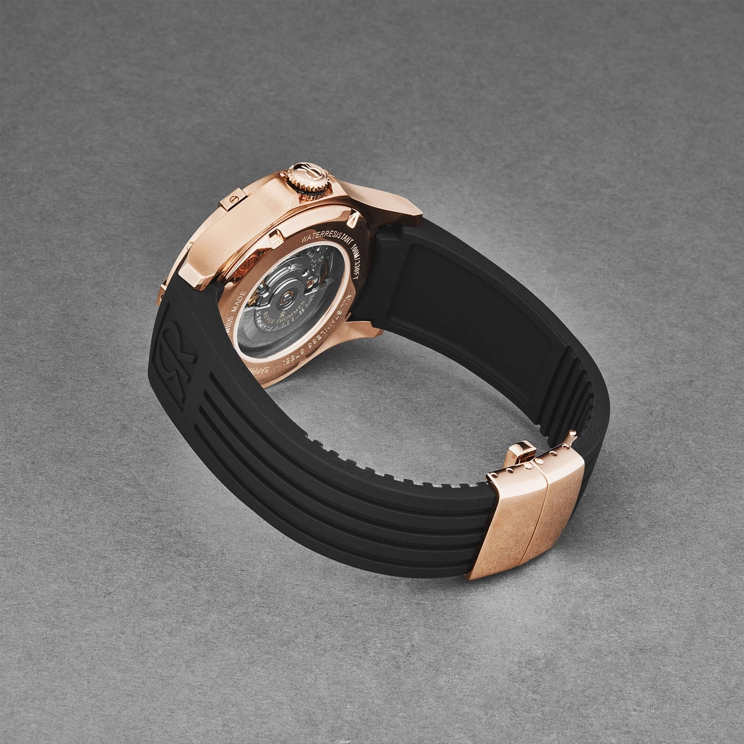 Revue Thommen Men's 'Air speed' Black Dial Black Rubber Strap Automatic Watch 16070.4667