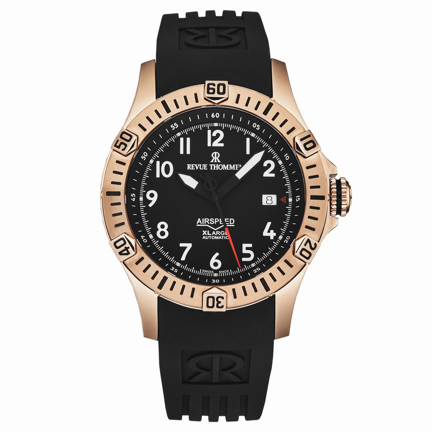 Revue Thommen Men's 'Air speed' Black Dial Black Rubber Strap Automatic Watch 16070.4767