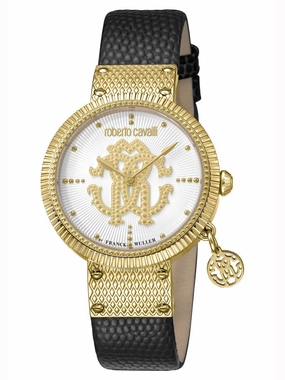Roberto Cavalli DOTTED Leather Womens Gold Watch/Bracelet Set RV1L062L0026