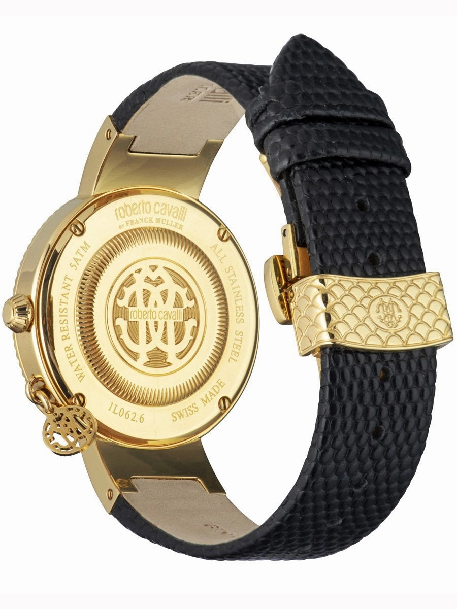 Roberto Cavalli DOTTED Leather Womens Gold Watch/Bracelet Set RV1L062L0026