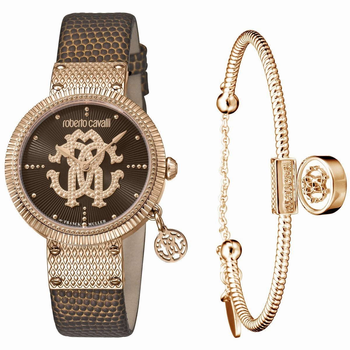 Roberto Cavalli Dotted Womens Rose Gold Watch/Bracelet Set RV1L062L0046
