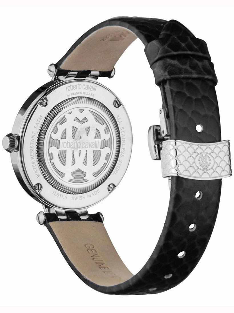 Roberto Cavalli PIZZO Black Leather Analog Women's Watch RV1L051L0026