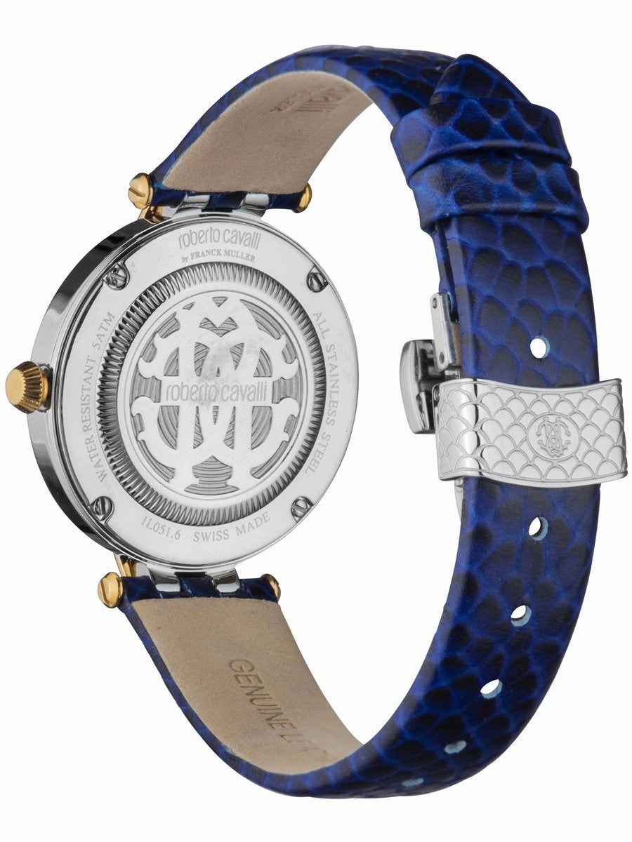 Roberto Cavalli PIZZO Blue Leather Analog Women's Watch RV1L051L0066
