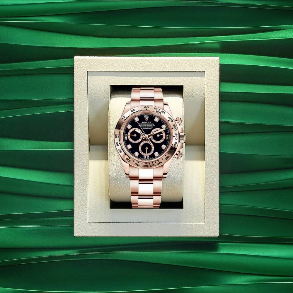 Rolex Cosmograph Daytona 40mm - Ref: 116505-0015 - Black Diamond Dial, 18K Rose Gold Oyster Bracelet Men's Watch