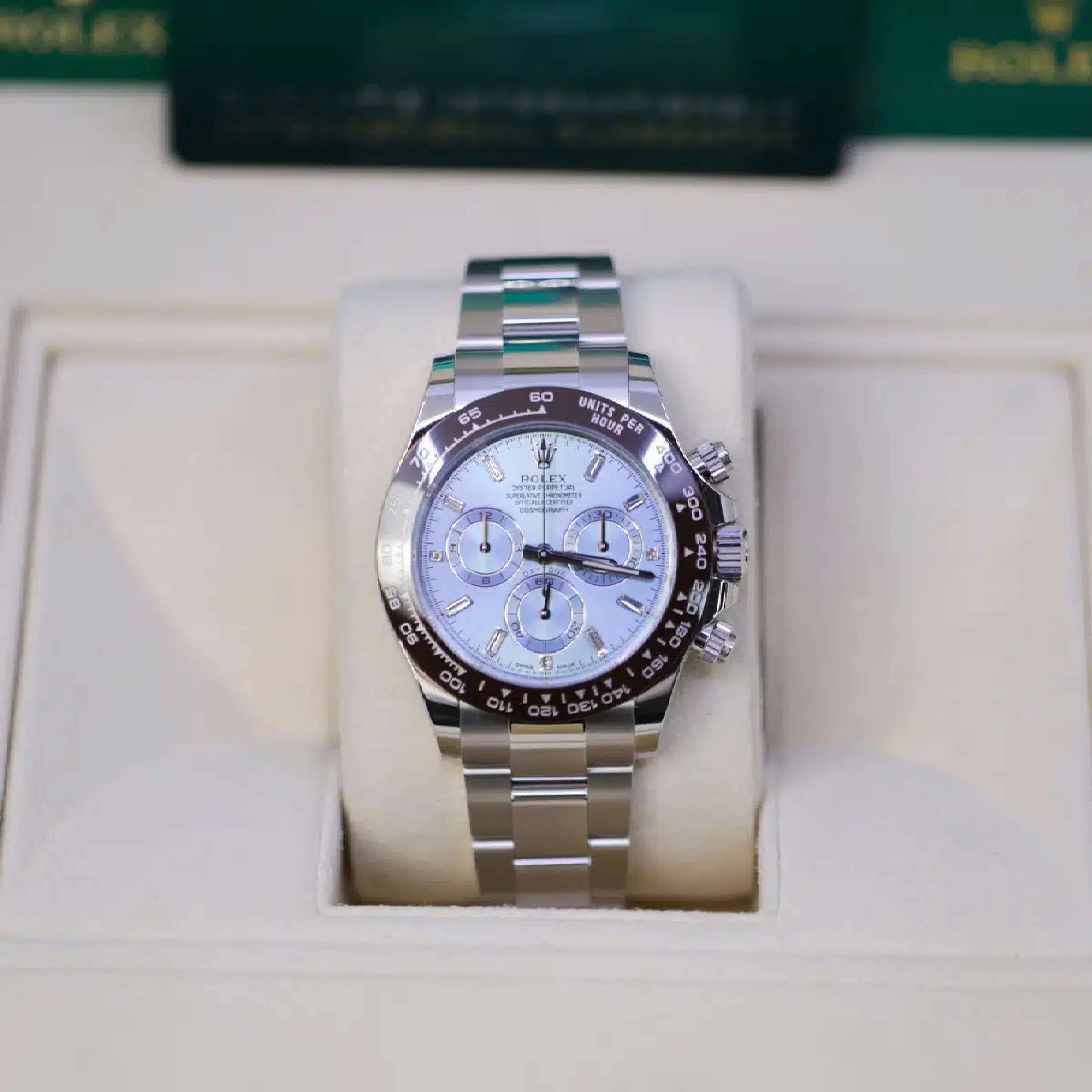 Rolex Cosmograph Daytona 40mm - Ref: 116506-0002 - Ice Blue Index Dial & Ceramic Bezel, Platinum Oyster Bracelet Men's Watch