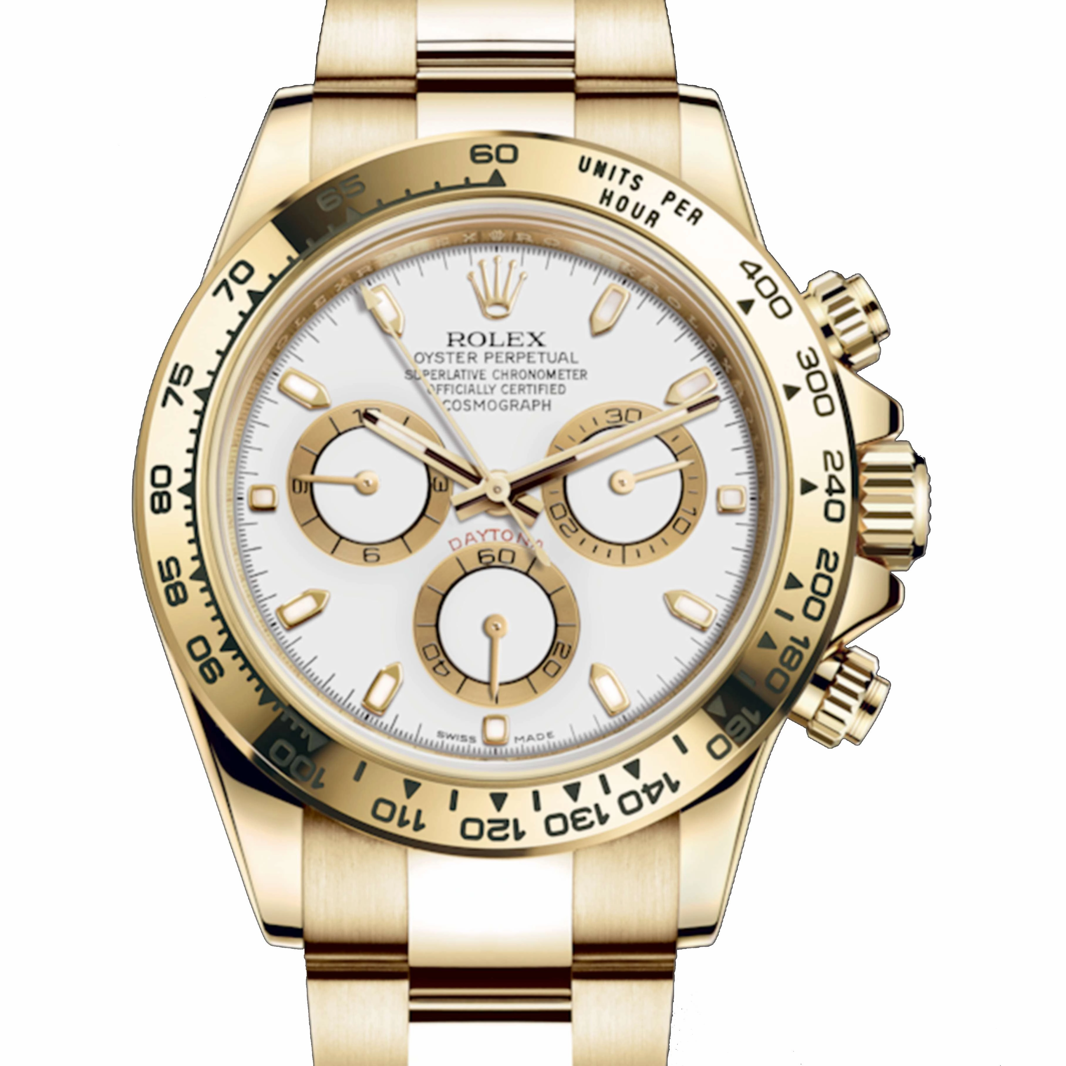 Rolex Cosmograph Daytona 40mm - Ref: 116508-0001 - White Index Dial, 18K Yellow Gold Oyster Bracelet Men's Watch