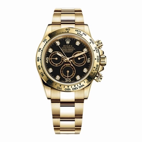 Rolex Cosmograph Daytona 40mm - Ref: 116508-0008 - Black Diamond Dial, 18K Yellow Gold Oyster Bracelet Men's Watch