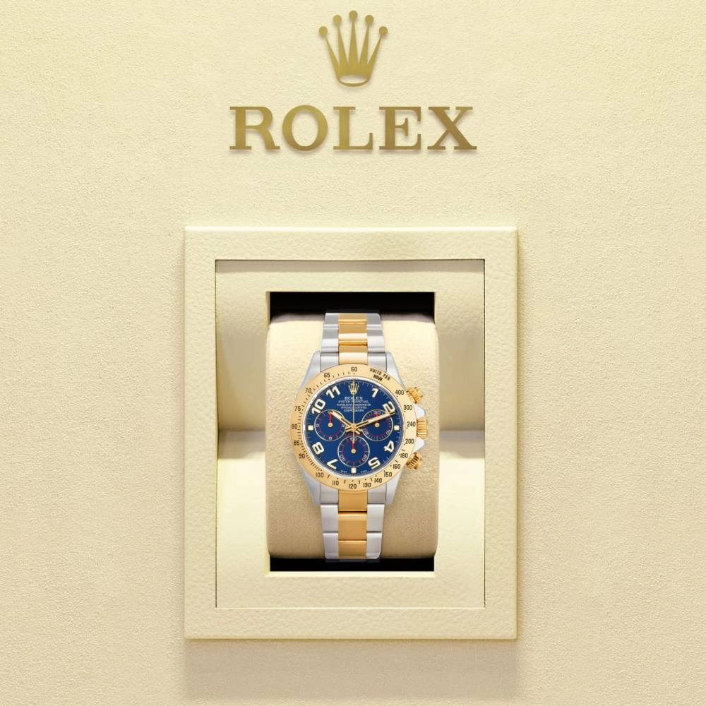 Rolex Cosmograph Daytona 40mm - Ref: 116523BKD - Blue Diamond Dial & Gold Bezel, Two Tone Stainless Steel & 18K Yellow Gold Oyster Bracelet Men's Watch