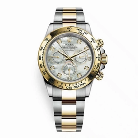 Rolex Cosmograph Daytona 40mm - Ref: 116523md - White mother of Pearl Diamond Dial & Gold Bezel, Two Tone Stainless Steel & 18K Yellow Gold Oyster Bracelet Men's Watch