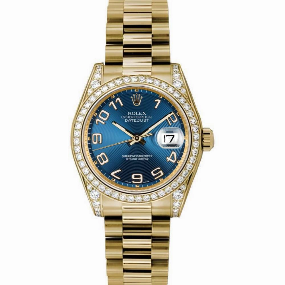 Rolex Datejust 31mm - Ref: 178158 blcap - Blue Dial, 18K Yellow Gold Presidential Bracelet Women's Watch