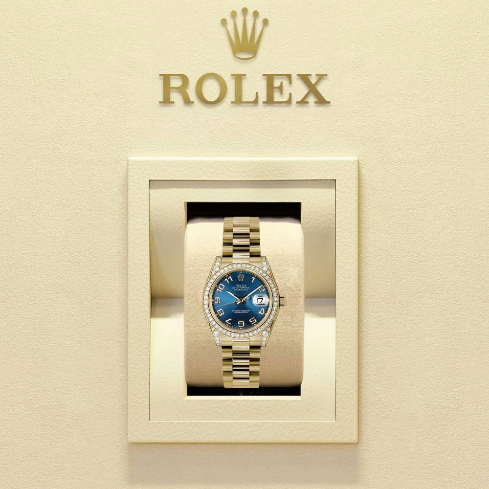 Rolex Datejust 31mm - Ref: 178158 blcap - Blue Dial, 18K Yellow Gold Presidential Bracelet Women's Watch