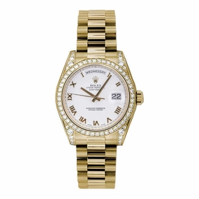 Rolex Datejust 31mm - Ref: 178158 wrp - White Dial & Diamond Bezel - Diamond Case, 18K Yellow Gold President Bracelet Women's Watch
