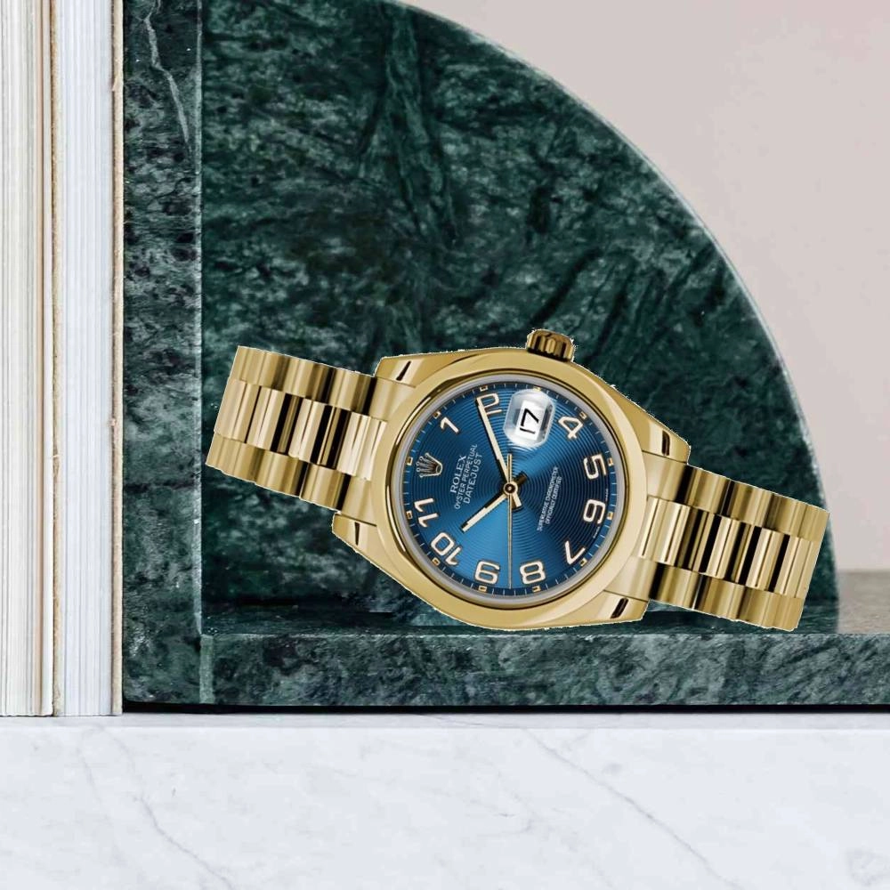 Rolex Datejust 31mm - Ref: 178248 blcap - Blue Dial, 18K Yellow Gold President Bracelet Women's Watch