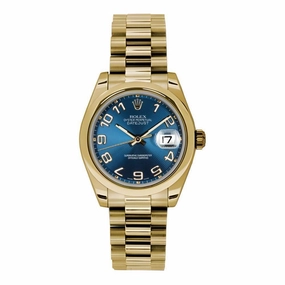 Rolex Datejust 31mm - Ref: 178248 blcap - Blue Dial, 18K Yellow Gold President Bracelet Women's Watch
