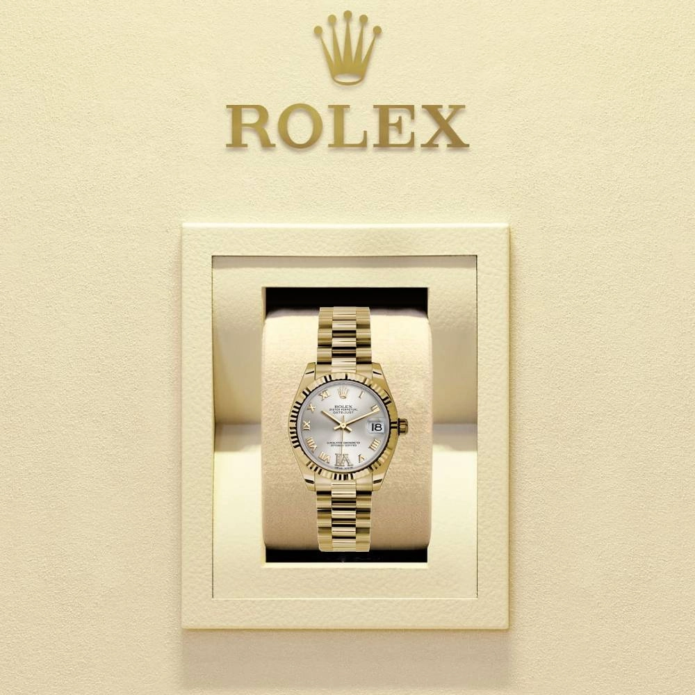 Rolex Datejust 31mm - Ref: 178278 sdrp - Silver Dial, 18K Yellow Gold President Bracelet Women's Watch