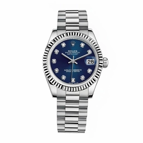 Rolex Datejust 31mm - Ref: 178279 - Blue Dial, 18K White Gold President Bracelet Women's Watch