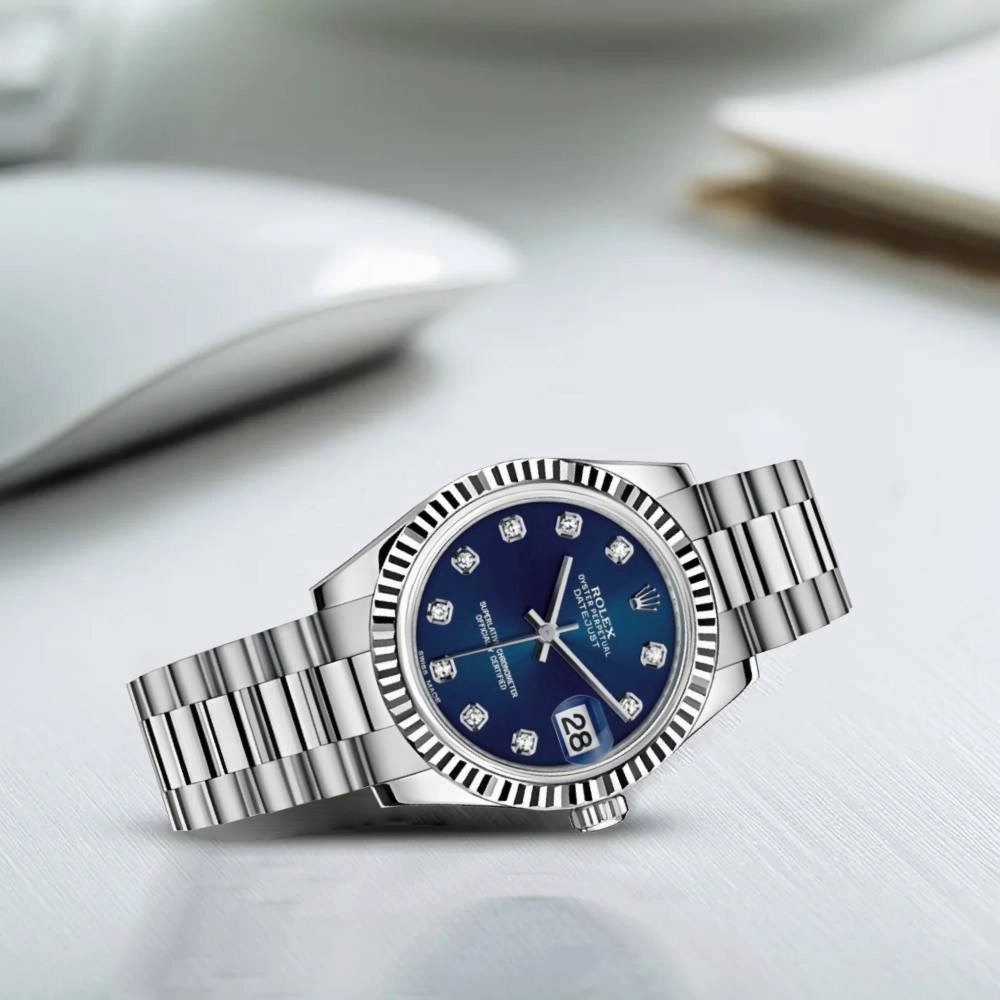 Rolex Datejust 31mm - Ref: 178279 - Blue Dial, 18K White Gold President Bracelet Women's Watch