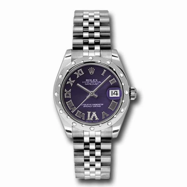 Rolex Datejust 31mm - Ref: 178344-0002 - Purple Dial & Diamond Bezel, Stainless Steel Jubilee Bracelet Women's Watch