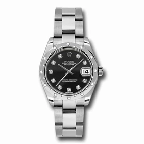 Rolex Datejust 31mm - Ref: 178344-0030 - Black Diamond Dial, Stainless Steel Oyster Bracelet Women's Watch