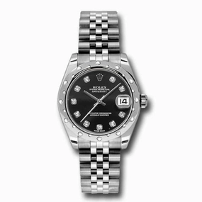 Rolex Datejust 31mm - Ref: 178344-0062 - Black Diamond Dial, Stainless Steel Jubilee Bracelet Women's Watch