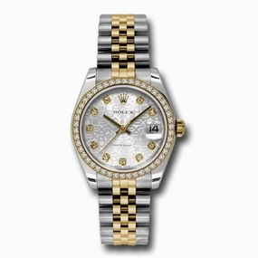 Rolex Datejust 31mm - Ref: 178383 sjdj - Silver Jubilee Diamond Dial & Diamond Bezel, Two Tone Stainless Steel & 18K Yellow Gold Jubilee Bracelet Women's Watch