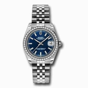 Rolex Datejust 31mm - Ref: 178384-0029 - Blue Dial & Diamond Bezel, Stainless Steel Jubilee Bracelet Women's Watch