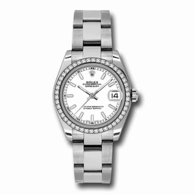 Rolex Datejust 31mm - Ref: 178384-0060 - White Dial & Diamond Bezel, Stainless Steel Oyster Bracelet Women's Watch