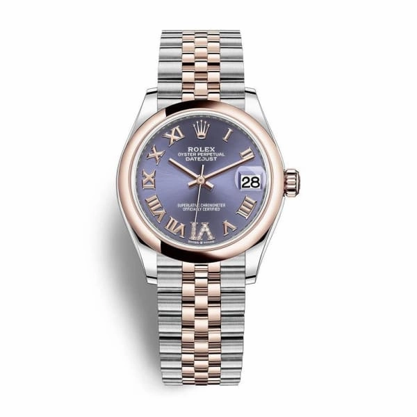 Rolex Datejust 31mm - Ref: 278241-0020 - Aubergine Purple Roman Diamond Dial, Two Tone Stainless Steel & 18K Rose Gold Jubilee Bracelet Women's Watch