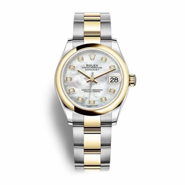 Rolex Datejust 31mm - Ref: 278243-0027 - White Mother of Pearl Diamond Dial, Two Tone Stainless Steel & 18K Yellow Gold Oyster Bracelet Women's Watch