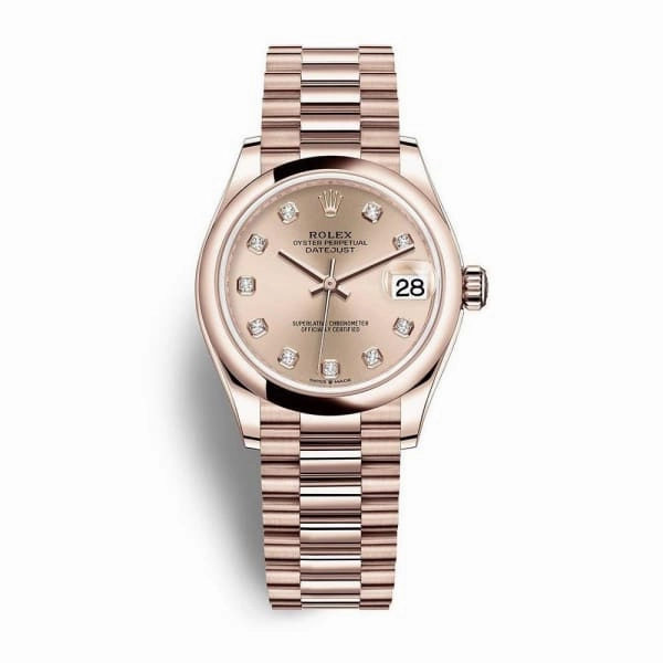 Rolex Datejust 31mm - Ref: 278245-0030 - Rose Dial, 18K Rose Gold President Bracelet Women's Watch