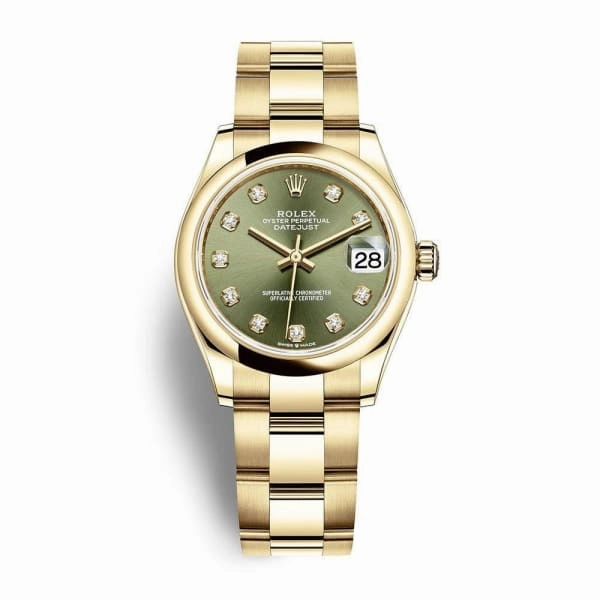 Rolex Datejust 31mm - Ref: 278248-0017 - Green Dial, 18K Yellow Gold Oyster Bracelet Women's Watch