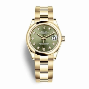 Rolex Datejust 31mm - Ref: 278248-0017 - Green Dial, 18K Yellow Gold Oyster Bracelet Women's Watch