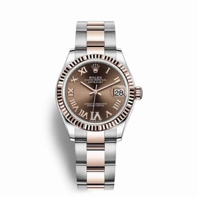 Rolex Datejust 31mm - Ref: 278271-0003 - Chocolate Roman Diamond Dial, Two Tone Stainless Steel & 18K Rose Gold Oyster Bracelet Women's Watch