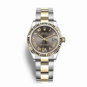Rolex Datejust 31mm - Ref: 278273-0017 - Dark Grey Diamond Roman Dial, Two Tone Stainless Steel & 18K Yellow Gold Oyster Bracelet Women's Watch
