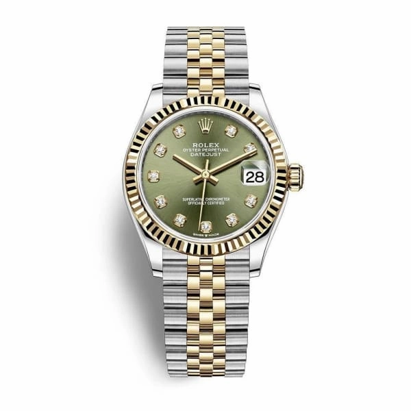 Rolex Datejust 31mm - Ref: 278273-0030 - Olive Green Diamond Dial, Two Tone Stainless Steel & 18K Yellow Gold Jubilee Bracelet Women's Watch