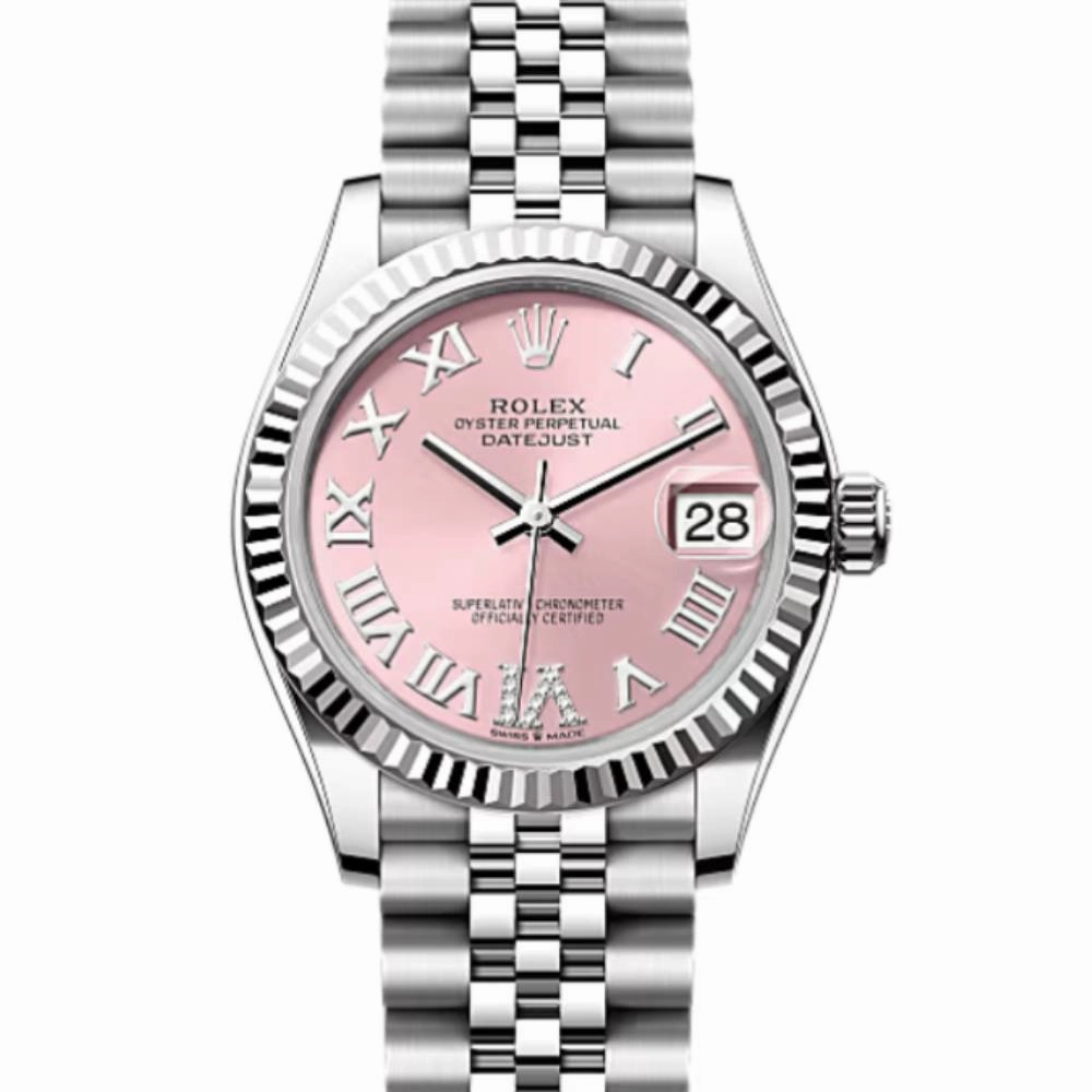 Rolex Datejust 31mm - Ref: 278274-0024 - Pink Roman Diamond Dial, Stainless Steel Jubilee Bracelet Women's Watch