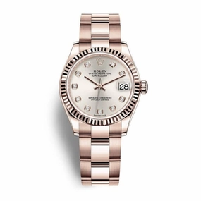 Rolex Datejust 31mm - Ref: 278275-0038 - Silver Diamond Dial, 18K Rose Gold Oyster Bracelet Women's Watch