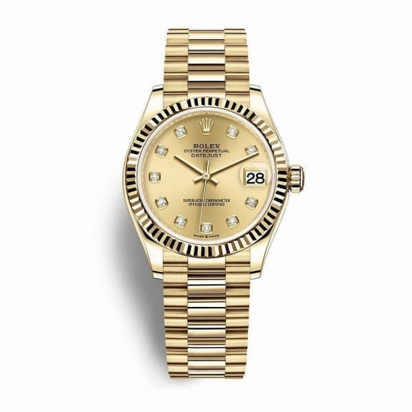 Rolex Datejust 31mm - Ref: 278278-0009 - Champagne Dial, 18K Yellow Gold President Bracelet Women's Watch
