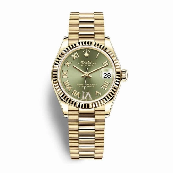 Rolex Datejust 31mm - Ref: 278278-0030 - Green Dial, 18K Yellow Gold President Bracelet Women's Watch