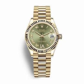 Rolex Datejust 31mm - Ref: 278278-0030 - Green Dial, 18K Yellow Gold President Bracelet Women's Watch