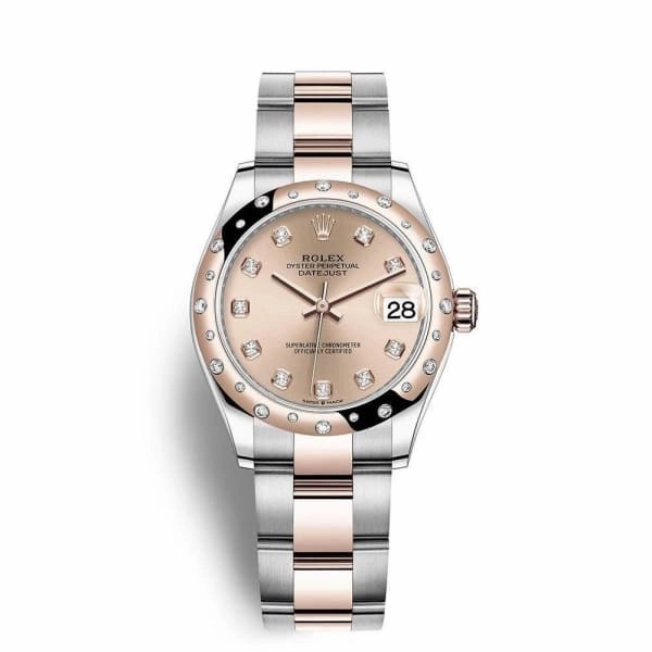 Rolex Datejust 31mm - Ref: 278341rbr-0023 - Rose Diamond Dial & Diamond Bezel, Two Tone Stainless Steel & 18K Rose Gold Oyster Bracelet Women's Watch