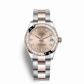 Rolex Datejust 31mm - Ref: 278341rbr-0023 - Rose Diamond Dial & Diamond Bezel, Two Tone Stainless Steel & 18K Rose Gold Oyster Bracelet Women's Watch