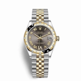 Rolex Datejust 31mm - Ref: 278343rbr-0018 - Dark Grey Roman Diamond Dial & Diamond Bezel, Two Tone Stainless Steel & 18K Yellow Gold Jubilee Bracelet Women's Watch