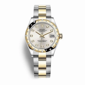 Rolex Datejust 31mm - Ref: 278343rbr-0019 - Silver Diamond Dial & Diamond Bezel, Two Tone Stainless Steel & 18K Yellow Gold Oyster Bracelet Women's Watch