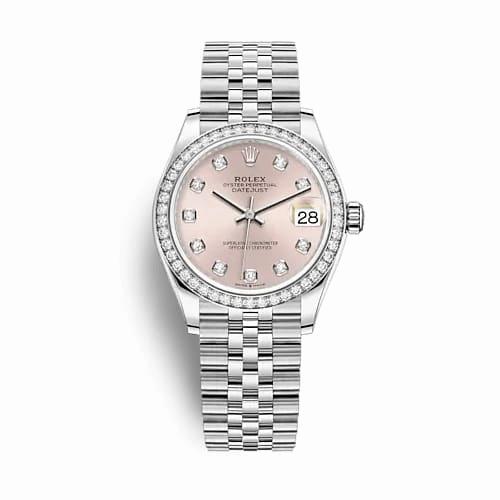 Rolex Datejust 31mm - Ref: 278384rbr-0036 - Pink Diamond Dial & Diamond Bezel, Stainless Steel Jubilee Bracelet Women's Watch
