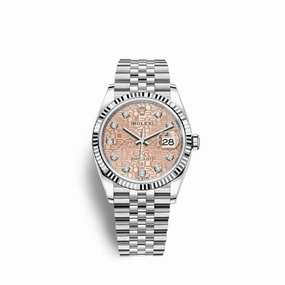 Rolex Datejust 36mm - Ref: 126234-0023 - Pink Jubilee Diamond Dial, Stainless Steel Jubilee Bracelet Watch