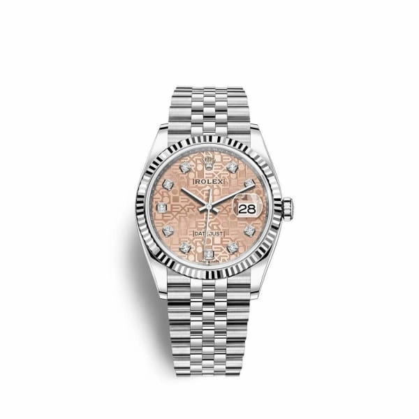 Rolex Datejust 36mm - Ref: 126234-0023 - Pink Jubilee Diamond Dial, Stainless Steel Jubilee Bracelet Watch