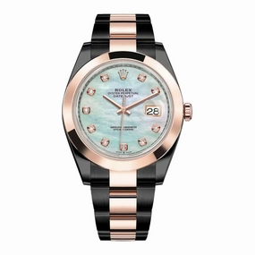 Rolex Datejust 41mm - Ref: 126301-0013 (PVD) - White Mother of Pearl Diamond Dial, Two Tone Black PVD & 18K Rose Gold Oyster Bracelet Men's Watch