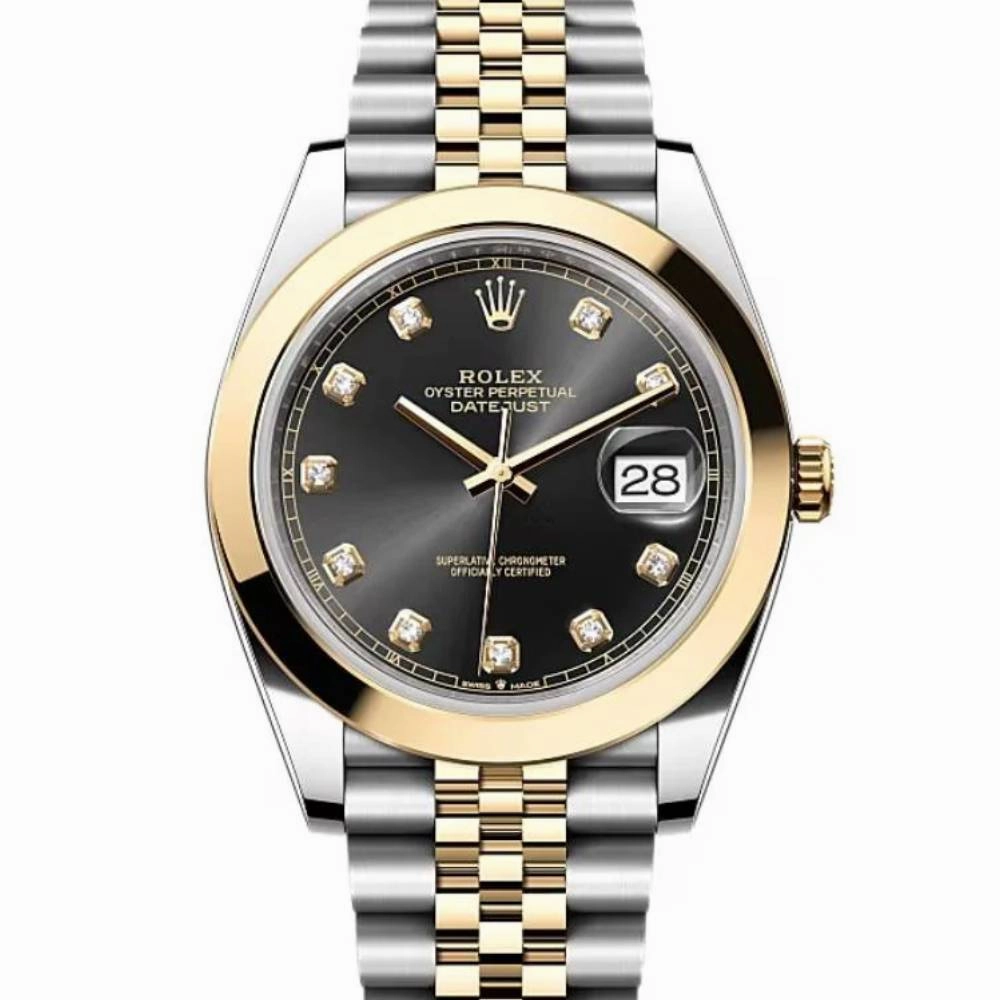 Rolex Datejust 41mm - Ref: 126303-0006 - Black Diamond Dial, Two Tone Stainless Steel & 18K Yellow Gold Jubilee Bracelet Men's Watch