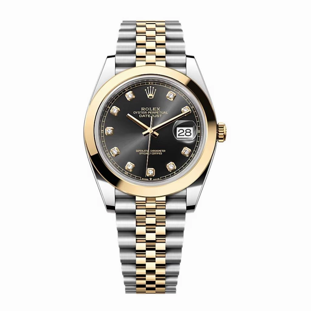 Rolex Datejust 41mm - Ref: 126303-0006 - Black Diamond Dial, Two Tone Stainless Steel & 18K Yellow Gold Jubilee Bracelet Men's Watch